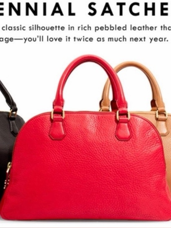 J. Crew Handbags - J. CREW Biennial Satchel Red Pebbled Leather Tri Compartment Shoulder Bag